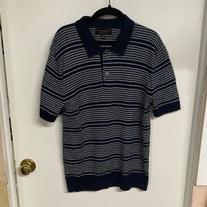 Banana Republic Factory Navy and Gray Striped Polo Shirt